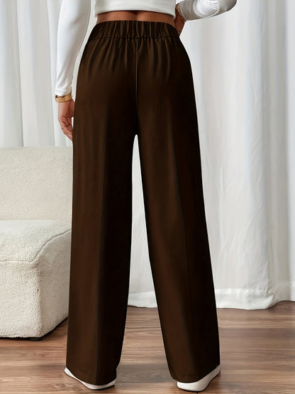 Elegant Women's Straight-Leg Office Pants in Solid Polyester