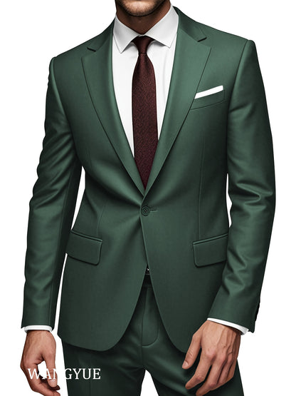 Men'S Classic Two-Piece Suit Set with a Single-Button Jacket And Pants, Suitable for Light Business, Weddings, Casual, And Formal Occasions.