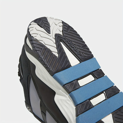 Adidas Niteball Low-Top Sneakers for Men  Women - Striped Casual Shoes with Genuine Leather Upper, Breathable Fabric Lining  Rubber Sole, Black/Blue/Orange Accents (FZ5742), Athletic Footwear, Modern Triptych Design, Durabl