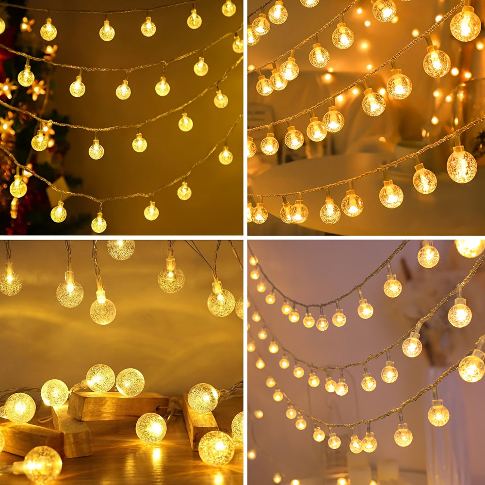 1pc, Crystal Ball Bubble Ball String Lights, 40/20/10LED, Spherical Fairy String Lights, Battery Powered, Suitable for Home, Wall Decoration, Bedroom, Party, Festival, Wedding, Autumn Decoration, Wall Decoration, Halloween, T