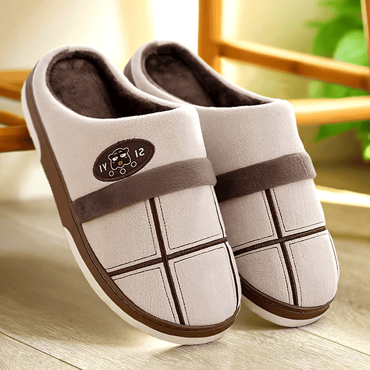 Men's Plush Memory Foam Plaid Slippers for Winter Comfort - ayq