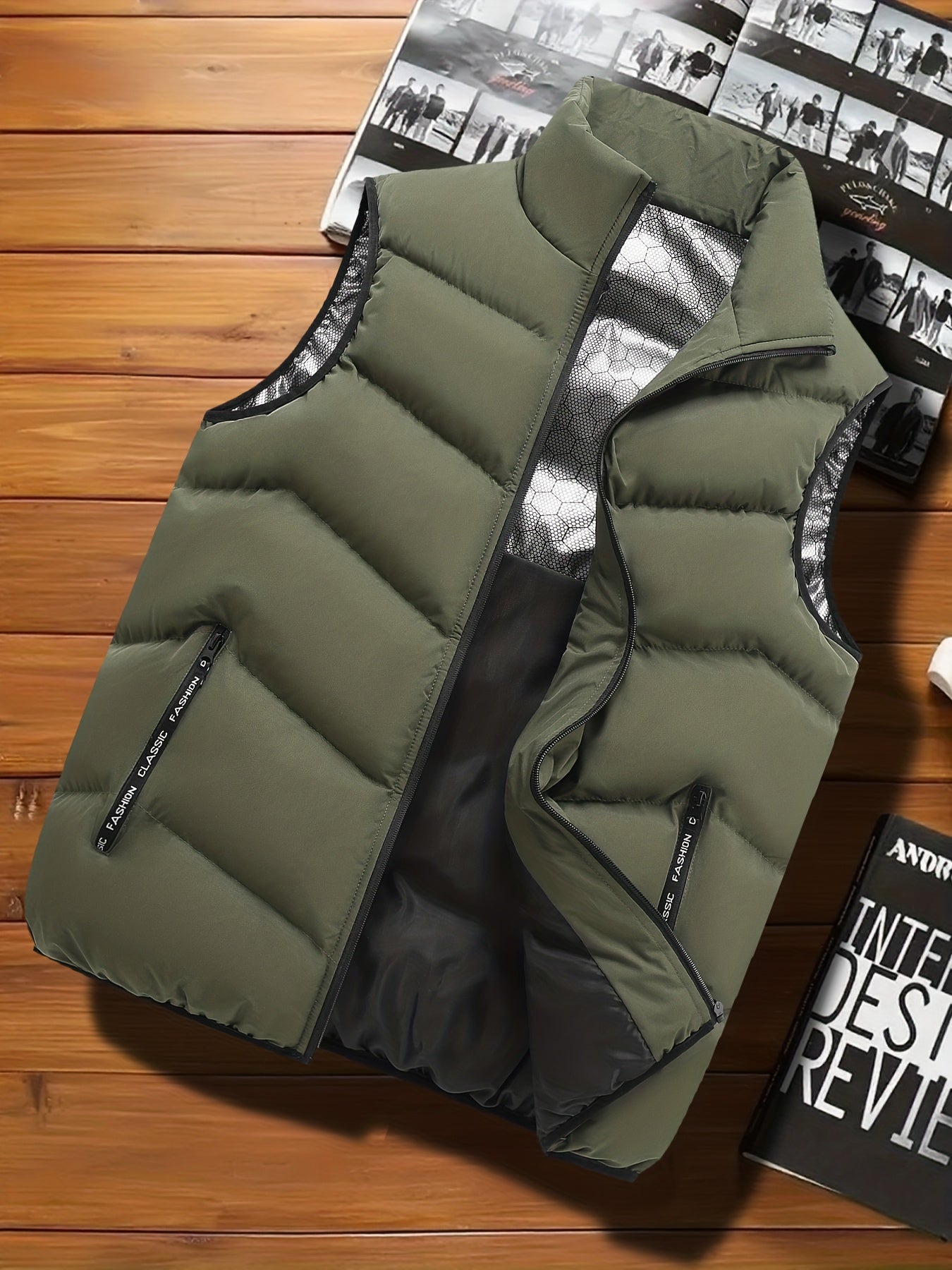 Men's Casual Sleeveless Stand Collar Vest, Thickened Warm Sweater, Autumn Winter Solid Color Zip-up Jacket, Coldproof Outdoor Top, Graphene Warmth, Fashion Webbing, Suitable for Daily Activities, Holiday Gift - ayq