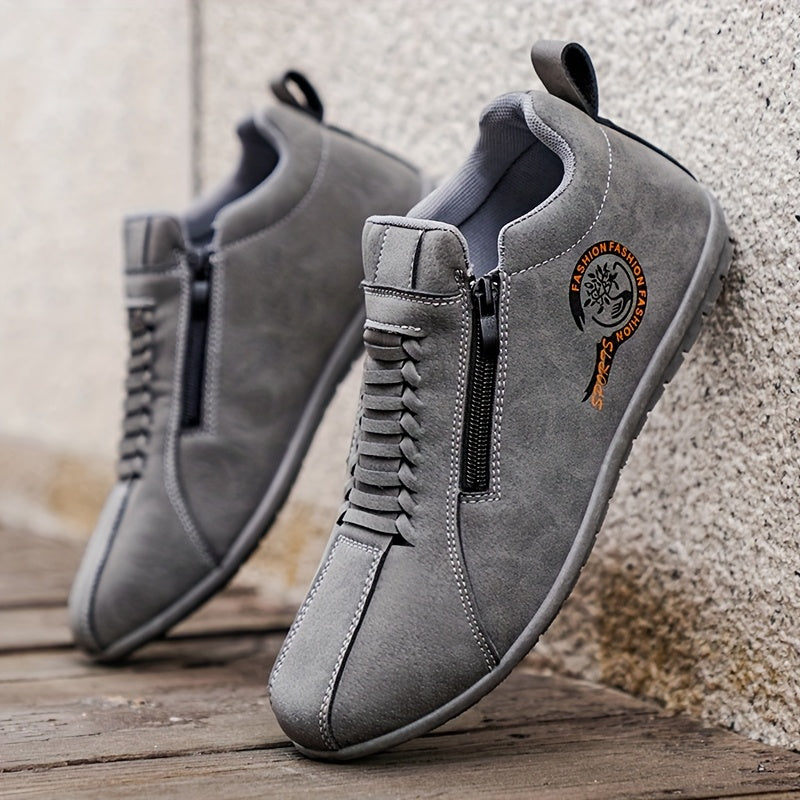 New Lightweight Casual Sneakers for Men, Stylish Zip-Up Skate Shoes Ideal for Outdoor Walking And Street Fashion - ayq