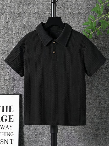 Boys' Casual Knitted Jacquard Short-Sleeve Top