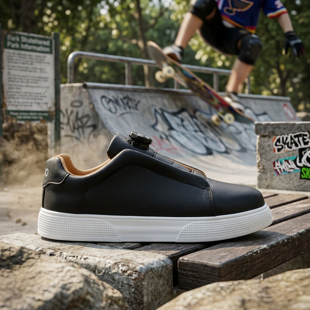 Men's Casual Skate Shoes PU Upper PVC Sole, 3 Colors