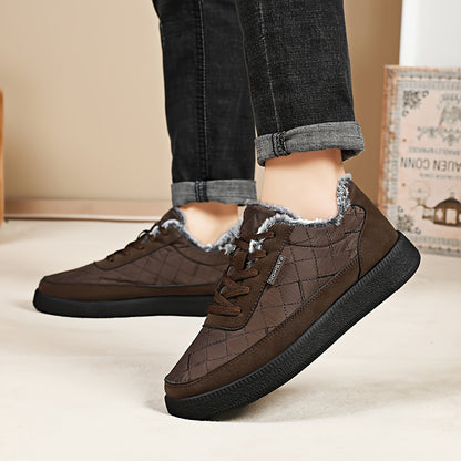 Men'S Winter Boots - Thermal Insulated Cold Weather Shoes with Cushioned Rubber Sole, Lace-Up Ankle Support - Slip-Resistant Traction for Ice, Snow, and Everyday - Low-Top Design in Black/Gray/ - Ideal for Hiking, Travel, Hom