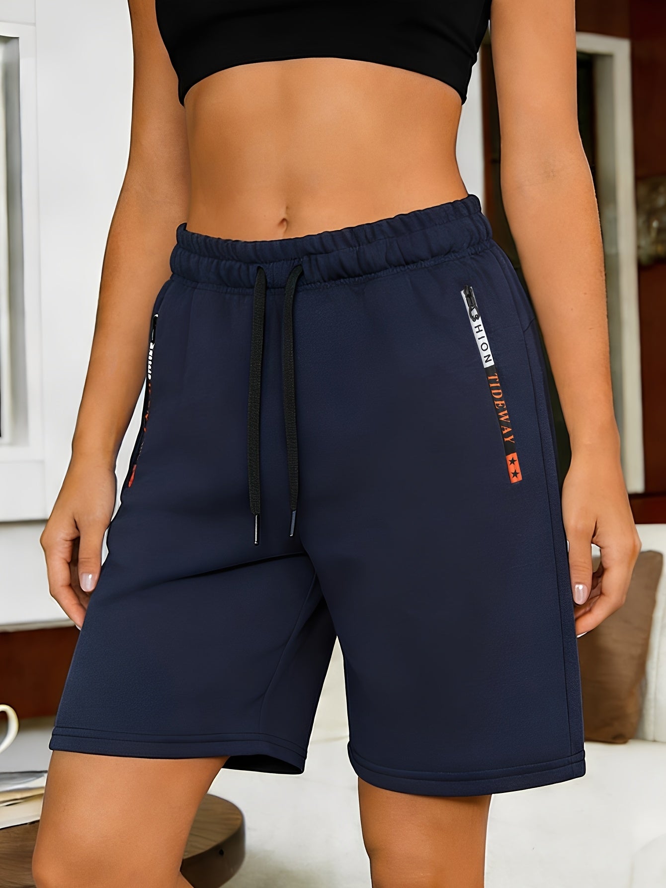 Women's Casual Sporty Shorts with Elastic Drawstring Waistband