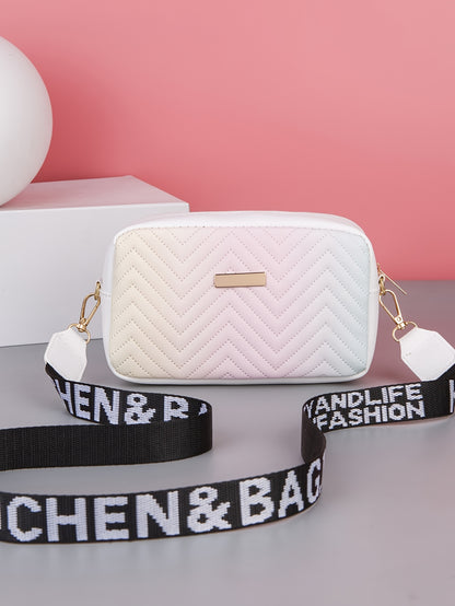 Fashion Gradient Quilted Crossbody պայուսակ, գերժամանակակից PU ուսի պայուսակ, կանացի նորաձև ձեռքի պայուսակ և դրամապանակ