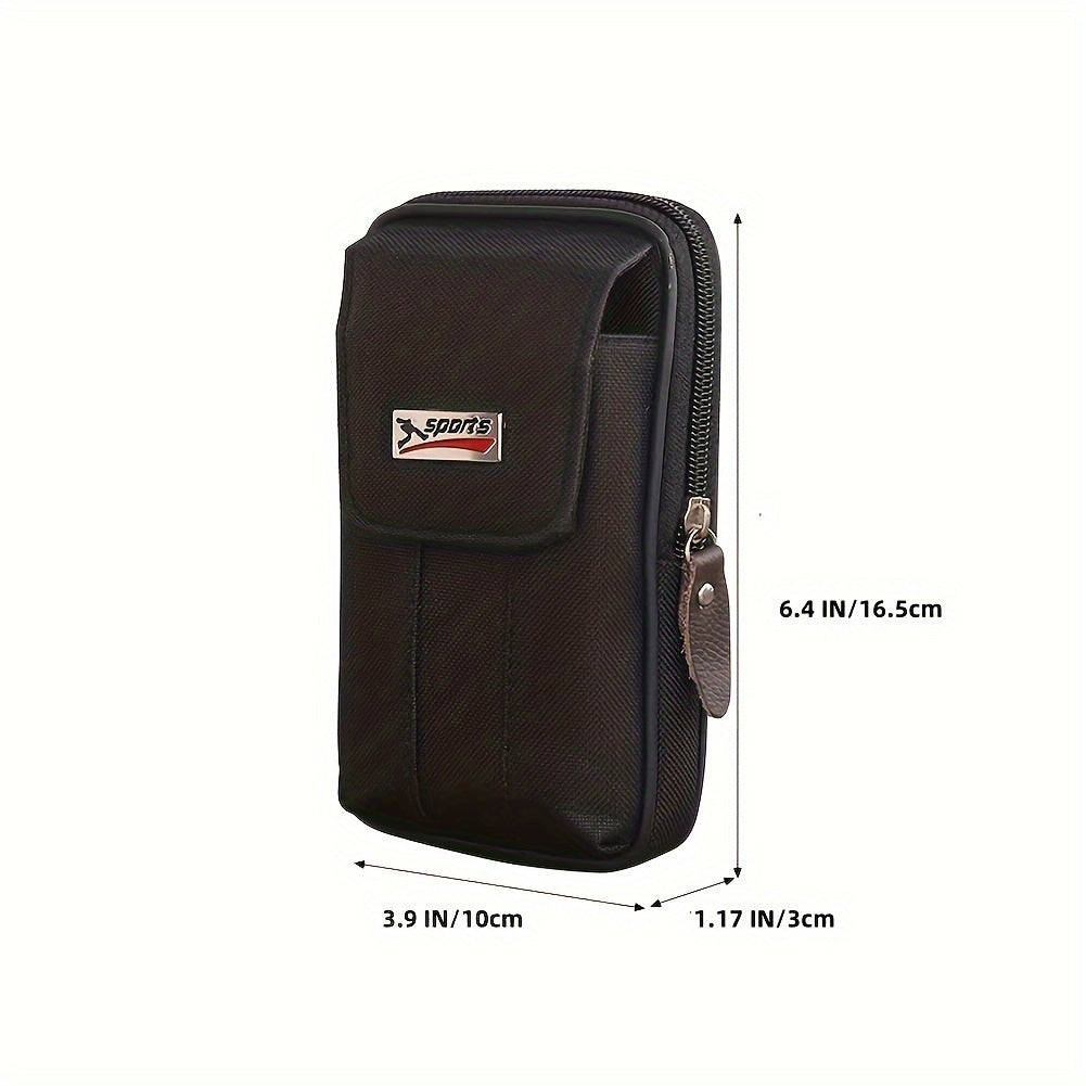 1pc Men's Mobile Phone Bag, Casual Wear Belt Fanny Pack, Canvas Mobile Phone Fanny Pack, Multi-functional Waterproof Mobile Phone Bag, Card Holder, Coin Wallet