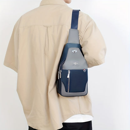 SelectMen'S Large Capacity Motorcycle Bag - Trendy Crossbody Shoulder Bag with Multiple Pockets, Casual Oxford Style, Hand Washable, Ideal for Daily Commute, Everyday Commute Bag Casual Style Bag Zippered Closure