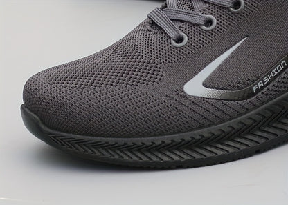 Men's Breathable Mesh Running Shoes - Lightweight, Non-Slip Casual Sneakers with "BEST PARENTS NO.2.54cm Design, Low-Top Lace-Up Sneakers for All Seasons