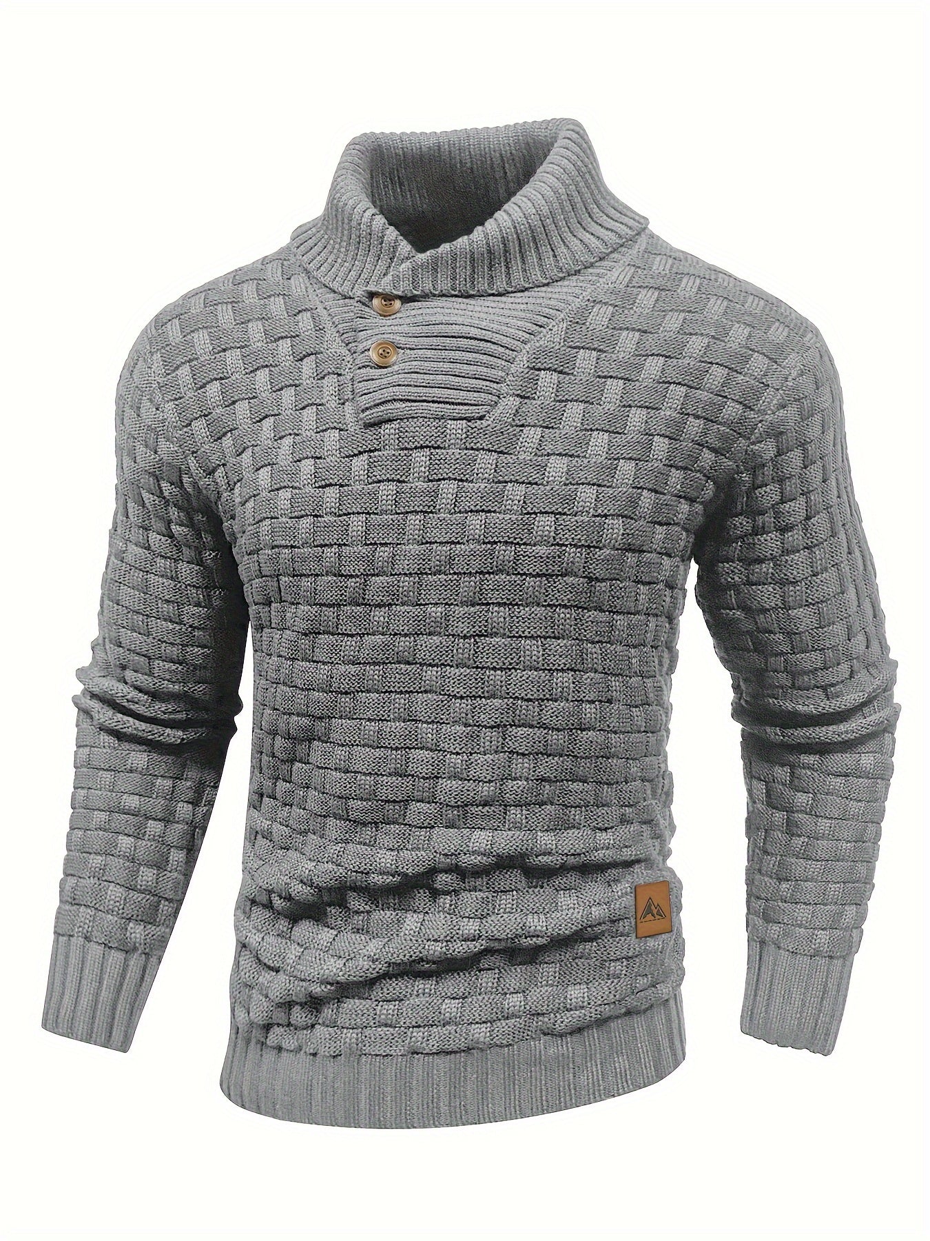 Men's Casual Waffle Pattern High Stretch Sweater, Chic Mature Pullover Sweater For Fall Winter