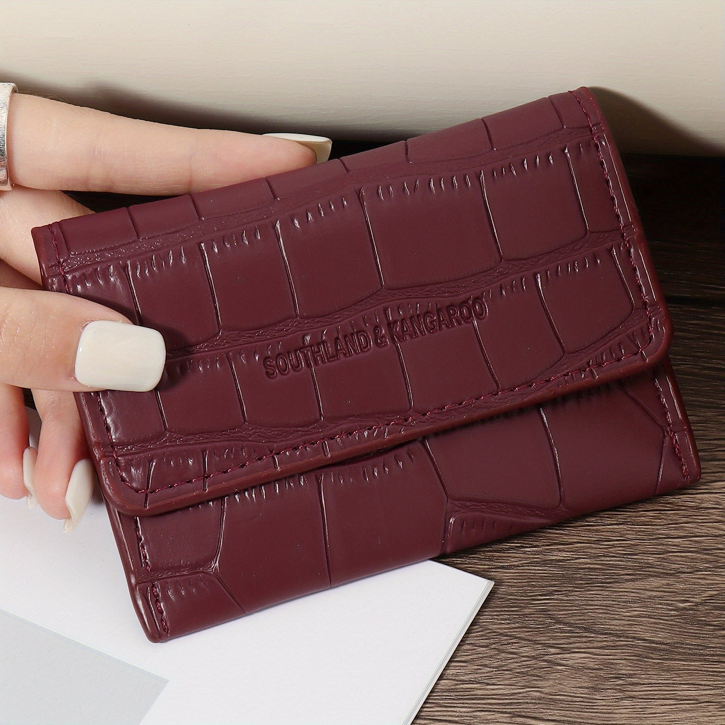 Women'S Small PU Wallet - Solid Color Short Style Featuring Card Slots And a Zippered Coin Pocket
