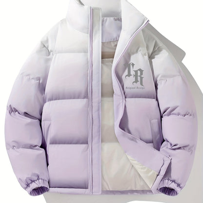 Տղամարդու գունային բլոկներով կարված բաճկոն - հարմարավետ բրդյա ծածկույթով ձմեռային բաճկոն՝ կանգնած օձիքով, կայծակաճարմանդով և բազմաթիվ գրպաններով՝ ամենօրյա հագուստի համար, ձմեռային բաճկոն, հաստ