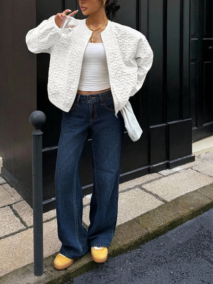 Միագույն կայծակաճարմանդով առօրյա բաճկոն