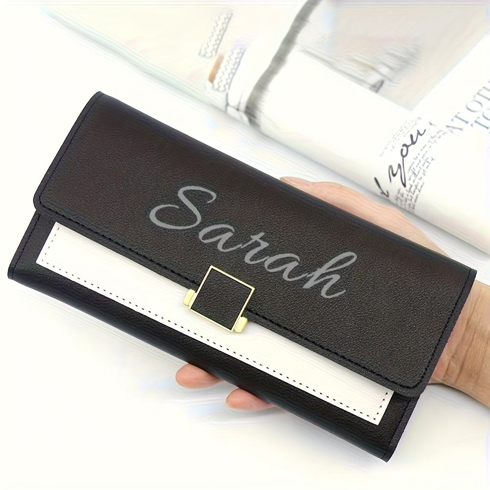 Custom Name Women's Wallet, Personalized Long Foldable Wallet with Contrasting Colors, Large Capacity Multi-Card Slot Wallet, Mother's Day Gift, Birthday Gift, Anniversary Gift, Bridesmaid Favor, Gift for Mom, Valentine's Day