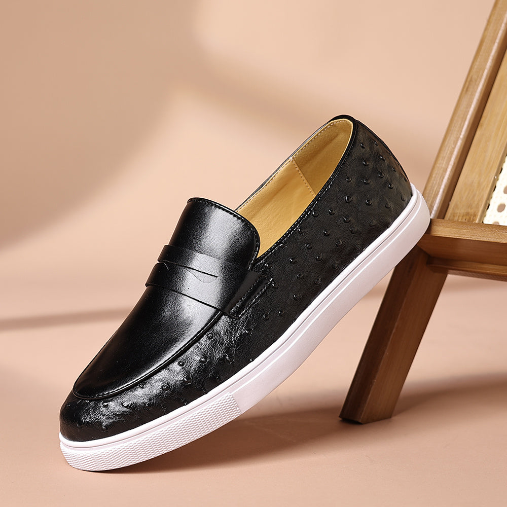 Plus-Size Men's Casual Loafers with White Rubber Soles