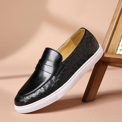Plus-Size Men's Casual Loafers with White Rubber Soles