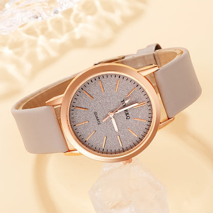 Minimalist and Elegant 6pcs Women's Quartz Watch Round Alloy Case, Simple Dial, Unique Heart Shaped Jewelry Set - Perfect Gift for Any Occasion, Elegant Accessory for Work, Ideal Choice for Halloween Gifts, Thanksgiving Gifts