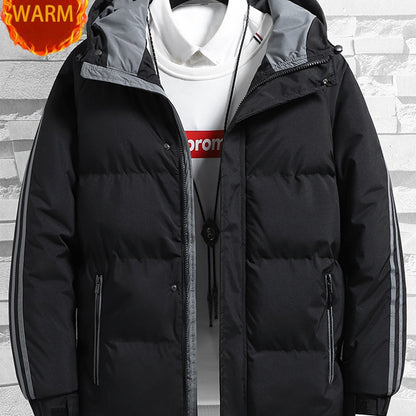 1 հատ տղամարդու ձմեռային բաճկոն գլխարկով, լցոնված վերարկու, սպիտակ և մուգ կանաչ, ոսկեգույն կայծակաճարմանդով, լվացվող մեքենայով, ամենօրյա, արտաքին հագուստի համար (ձյունակայուն, քամուց պաշտպանված) - սովորական, դահուկավազքի, ցրտի համար