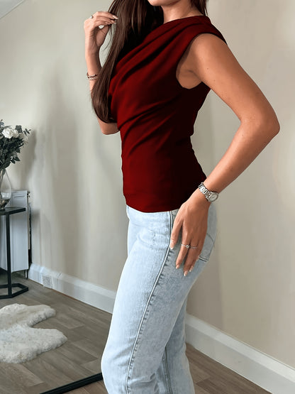 Slim Fit Off-Shoulder Casual Polyester Top for Women