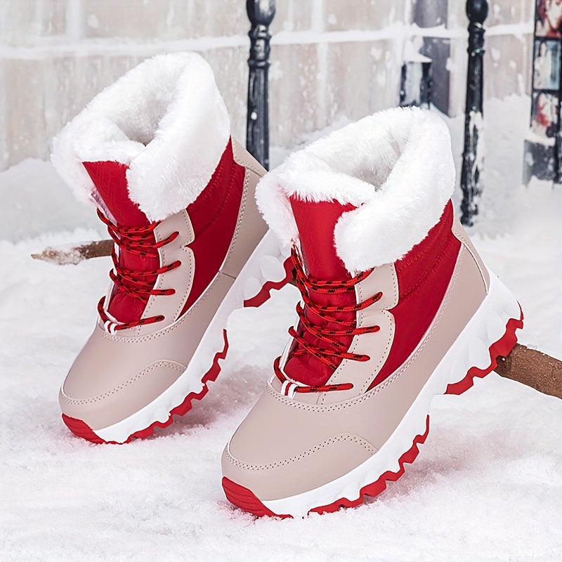 Winter velvet warm Men's and Women's shoes, thick snow boots, outdoor anti slip large size high top shoes