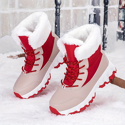 Winter velvet warm Men's and Women's shoes, thick snow boots, outdoor anti slip large size high top shoes