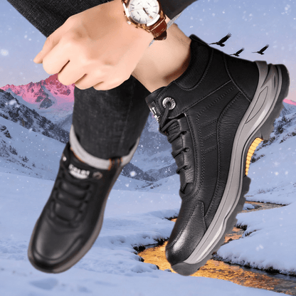 Men's Full-Grain Leather Plush-Lined Casual Winter Sneakers