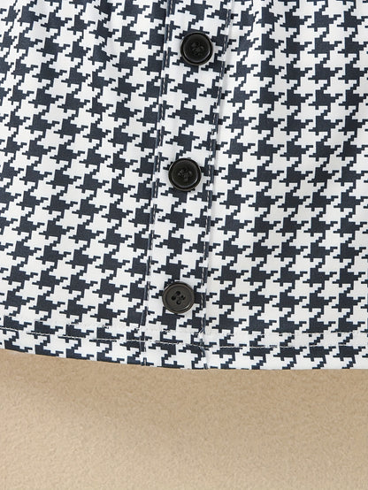 Youngsters Girls Ruffle Tee &amp; Houndstooth պրինտ կիսաշրջազգեստ և գլխարկ
