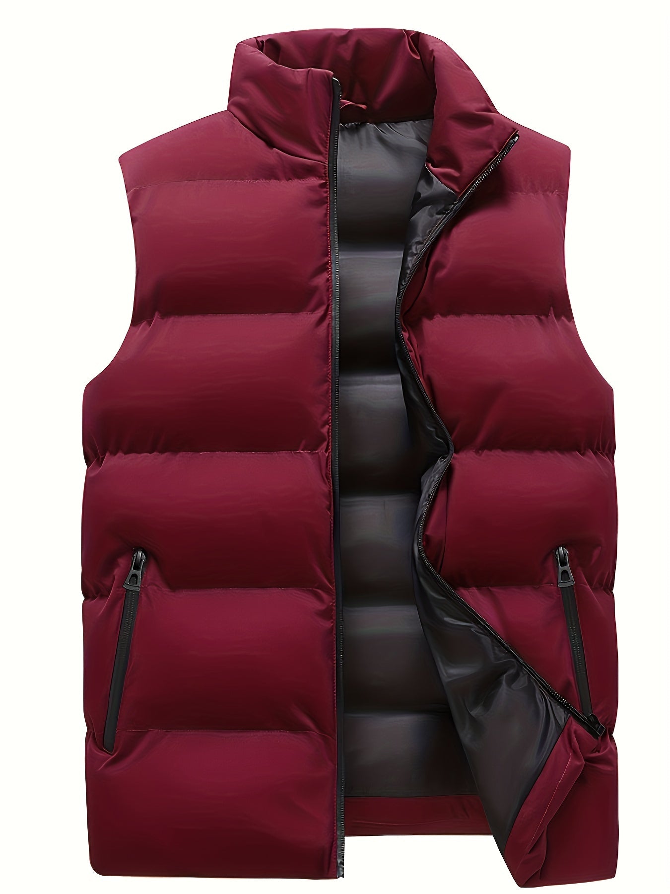 Men's Solid Color Stand Collar Jacket, Thin Lightweight Stylish Long Sleeve Coat Winter And Autumn Outdoor Clothes - ayq