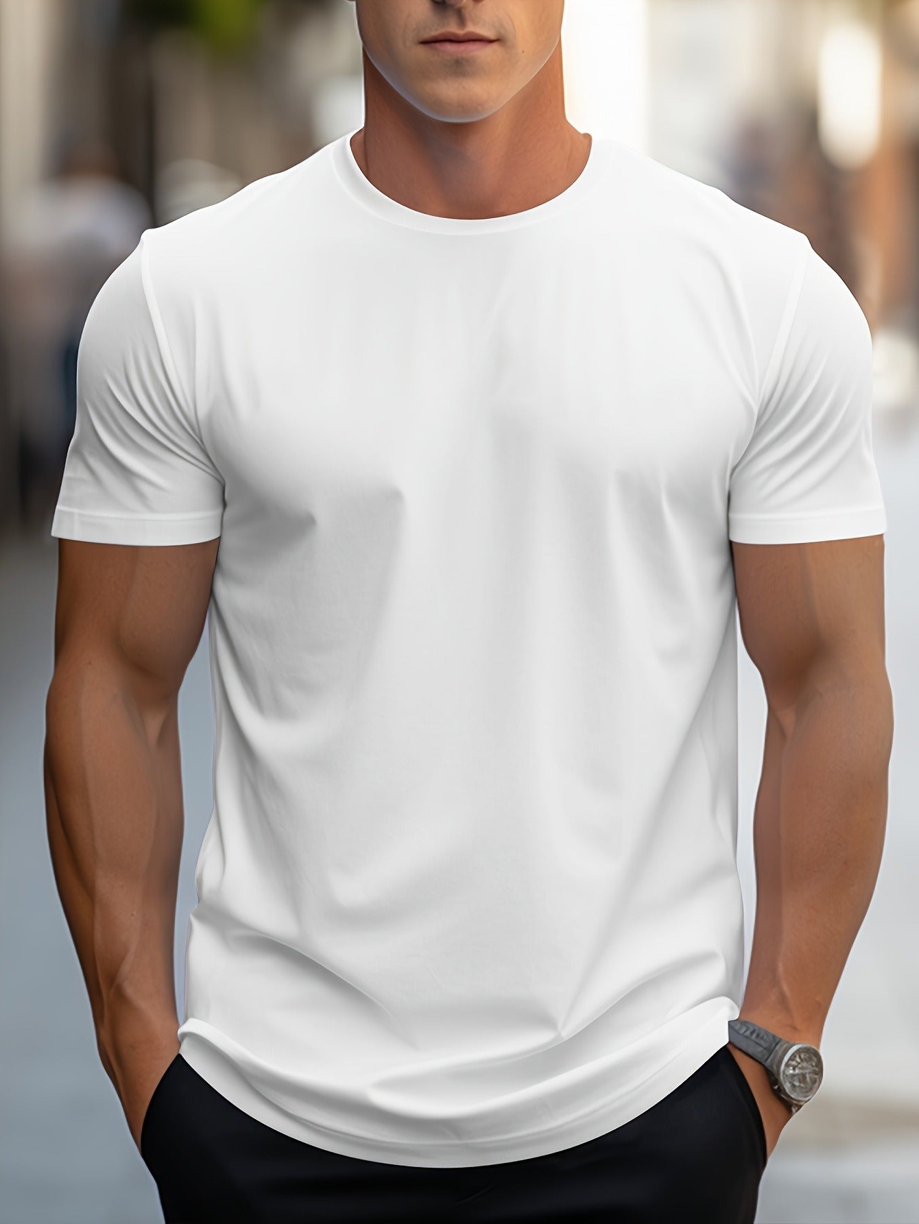 1pc Men's Spring Summer Casual Short Sleeve T-Shirt - Solid Black, Regular Fit Round Neck, Breathable Fabric for Gym, Outdoor  Casual Attire, Gym Shirts, Durable Casualwear, Smooth Texture