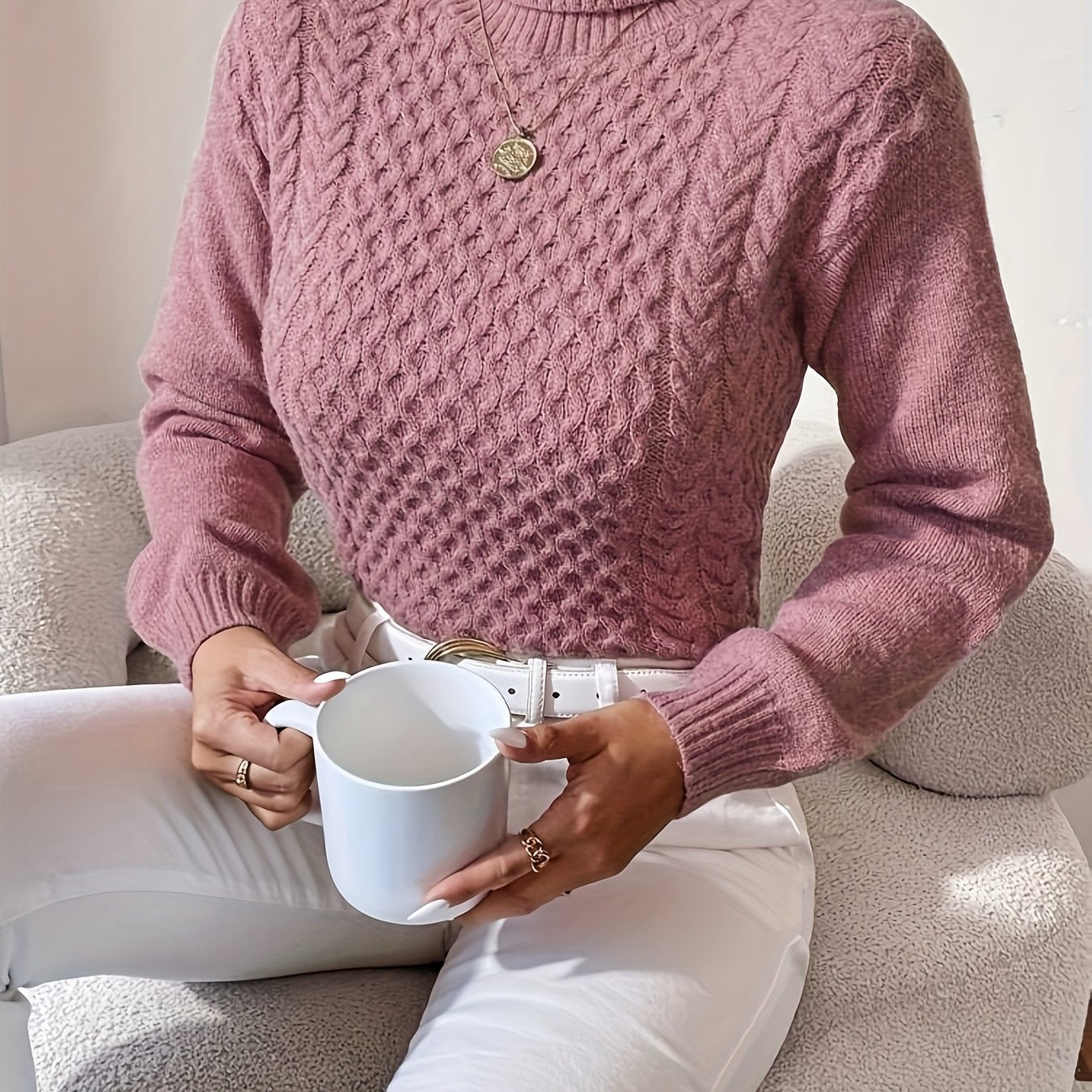 Women's High Neck Twisted Sweater