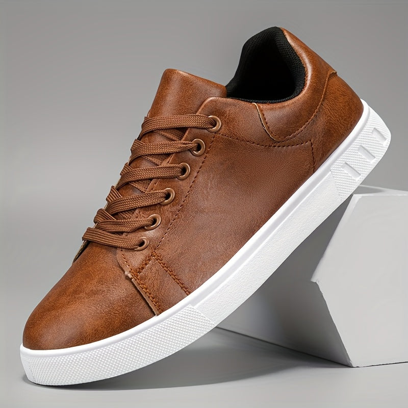 Men's Casual Lace-Up Sneakers with Durable Soft Sole, All-Season