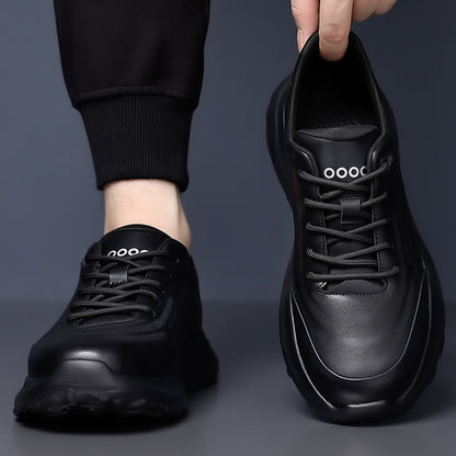 Men's Casual Lace-Up Platform Oxford Shoes with Embossed Upper