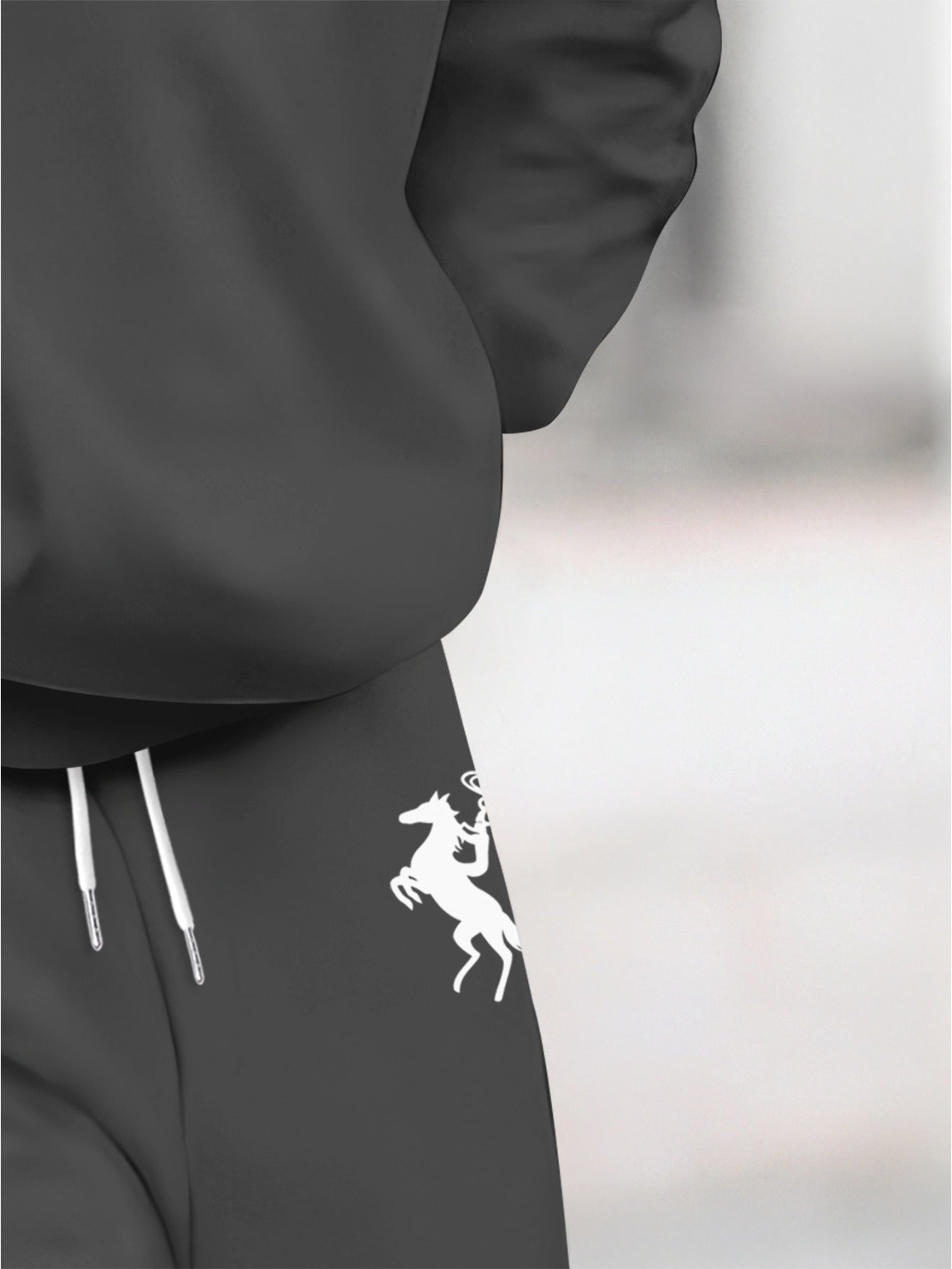 Men's 3D Printed Long Sleeve Sweatshirt and Pants with Zipper, Letter Print Loose Fit Casual Sportswear 2pcs Set for Spring and Autumn