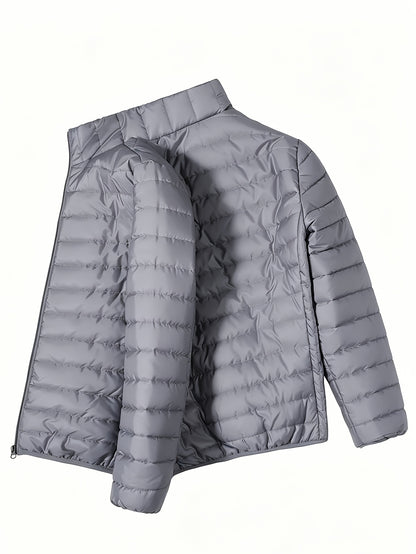 Men's Stand Collar Quilted Padded Coat Lightweight Warm Jacket