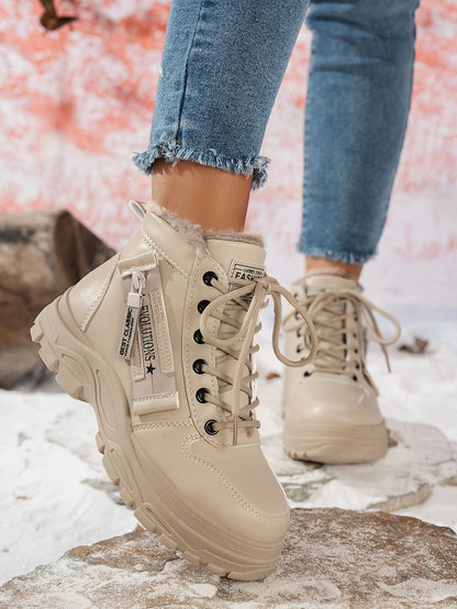 Կանացի ձմեռային ձնագնացքներ - Տաք երեսպատված, չսահող, բարձրակրունկ արտաքին ցանկացած առիթի համար կոշիկներ, ռիբավորված մեղմացնող ներդիրով, սև, իդեալական են ցուրտ եղանակի համար, ձմեռային կոշիկներ | Ոճային ձմեռային կոշիկներ | Դիմացկուն կոշիկներ