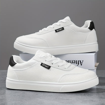 Women's White Low-Top Sneakers - Lightweight All-Season Round Toe Lace-Up Casual Shoes with Cushioned EVA Sole & Non-Slip Outsole Suitable for Outdoor Walking, Sports, Gym, Daily Wear - All-Terrain Comfortable White Sneakers, - ayq