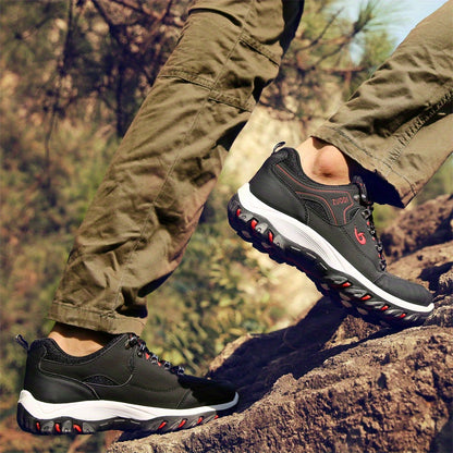 PLUS SIZE Men's Durable Lace Up Hiking Boots, Comfy Non Slip Soft Sole Shoes For Men's Outdoor Activities