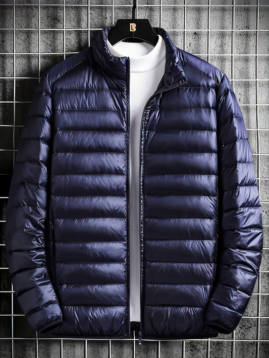 Spring, Autumn, And Winter Styles with a Stand Collar And Zipper Closure, Versatile Casual Lightweight Jacket for Men