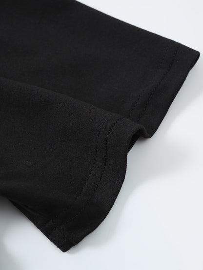 Men'S Casual Crew Neck T-Shirt with Trendy English Print, 95% Polyester 5% Elastane, Slight Stretch Knit Fabric, Regular Fit, Summer Wear - MBDMBD