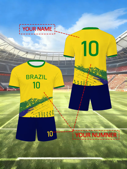 Personalized Boys' Soccer Kits with Custom Names and Numbers