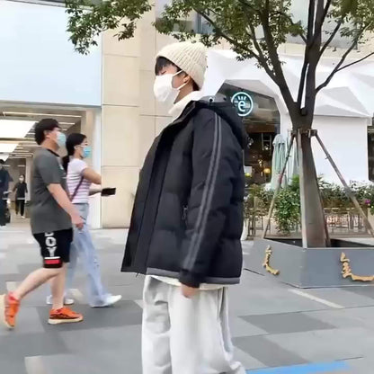 Men'S Heavyweight Winter Hooded Jacket - Thermal Insulated Cold Weather Coat with Zipper Closure, Long Sleeve Outerwear for Hiking, Skiing, Thick, Hiking Gear, Sleek Design, Durable Construction, Outdoor Enthusiasts