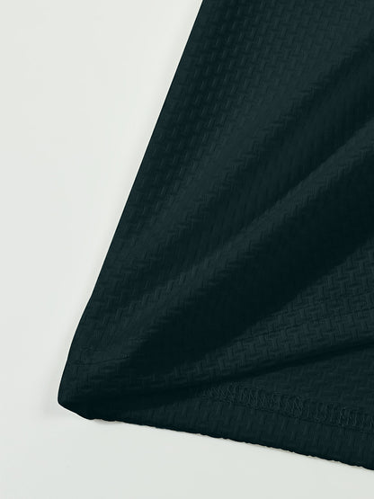 Summer Sports Casual Wear High-End Front Button Short Sleeve Shirt Breathable Turn- Collar Mesh Stretch Solid Color Top Golf Business Men's Short Sleeve - ayq