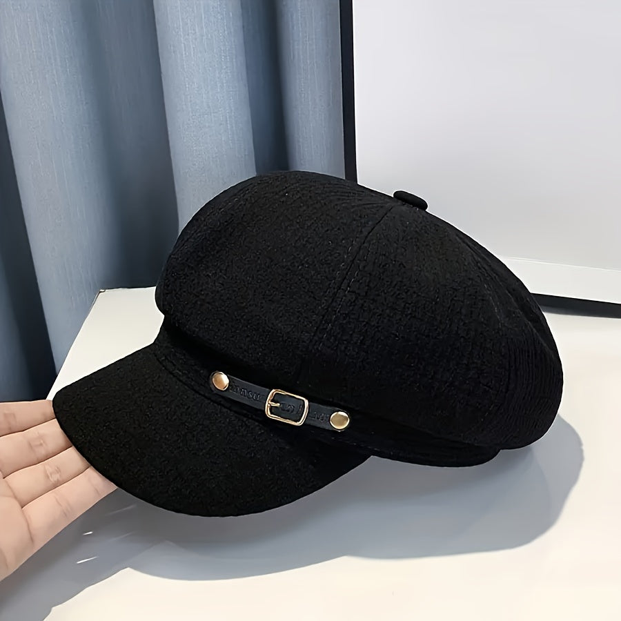 1pc Elegant Classic Newsboy Hat Lightweight Breathable Cap Solid Color Fashionable Hats For Women