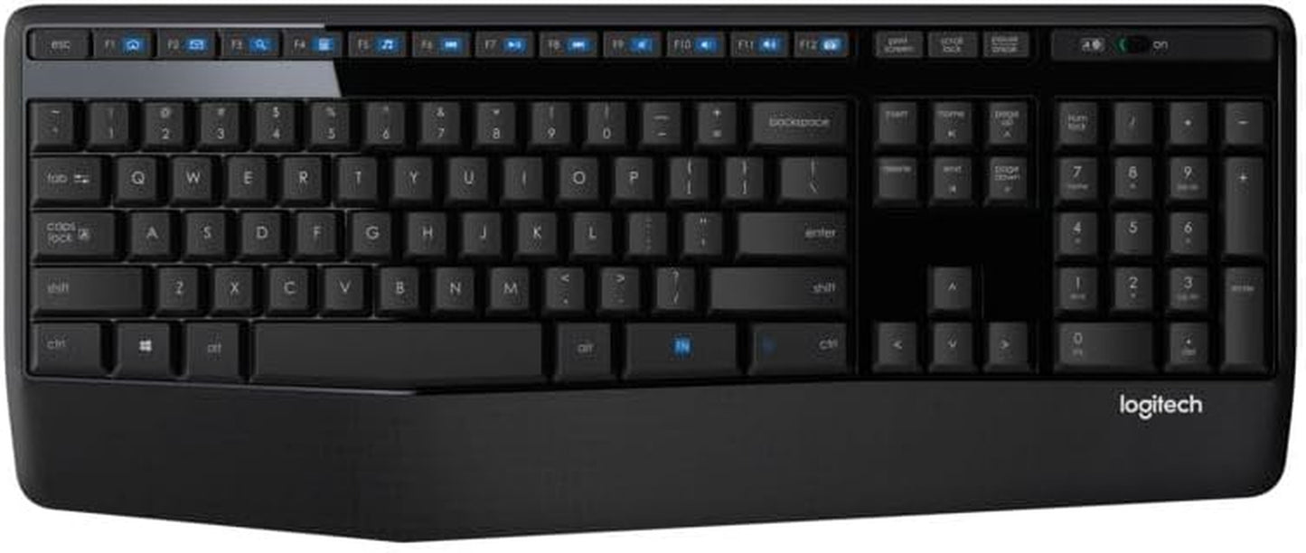 Logitech MK345 Wireless Combo Full-Sized Keyboard with Palm Rest and Comfortable Right-Handed Mouse, 2.4 Ghz Wireless USB Receiver, Compatible with PC, Laptop,Black