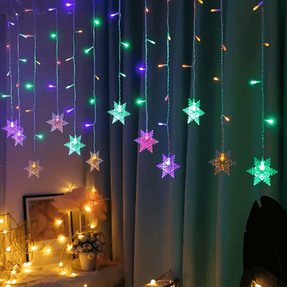 4m USB Snowflake Icicle Lights with 96 Multicolor & Warm White LEDs – Indoor/Outdoor Fairy String Lights, 8 Dynamic Lighting Modes (Wave, Sequential, Slow/Fast Flash, Fade, Twinkle, Steady On), Perfect for Party and Holiday