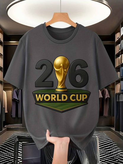 Men's FIFA World Cup 2026 Graphic Mesh T-Shirt, Casual Streetwear