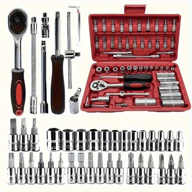 53 High-Cost-Performance Automotive Repair Tools! A Professional Toolbox That Provides a One-Stop Solution for Essential Components, Suitable for Basic Repairs And Routine Maintenance Across Various Vehicle Models. The Comple