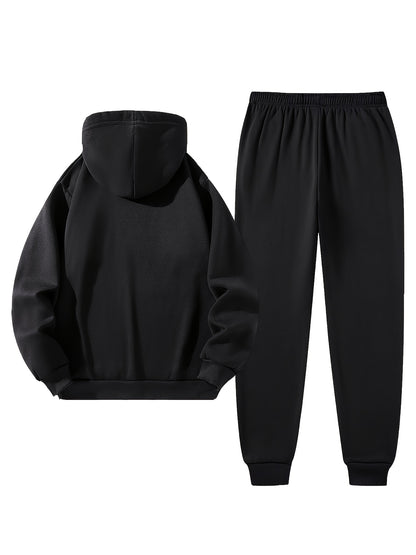 3pcs Vest Casual Set for Men Men's Casual Cartoon Drawstring Pocket Hoodie and Sports Drawstring Trousers Matching Set - ayq